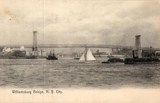 Williamsburg Bridge with sailboat