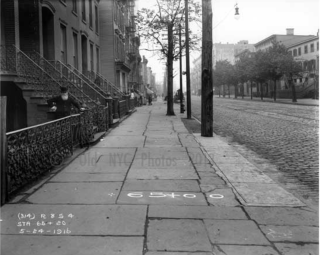 Historic view in 1916 of Metropolitan Avenue looking west towards Leonard Street.