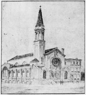 Brooklyn Eagle illustration of Bushwick Avenue German Presbyterian Church