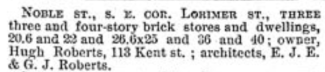 Excerpt from Real Estate Record showing new building notice for 1114 to 1118 Lorimer Street (1874)