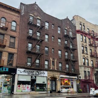 View of 597 Metropolitan Avenue, an apartment building in Williamsburg.