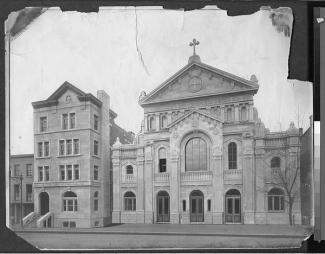 1908 view of Our Lady of Mercy Church, Schermerhorn Street