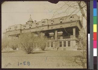 Black and white view of the original orphanage building