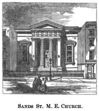 Drawing of Sands Street Methodist Episcopal Church, third church (1835)