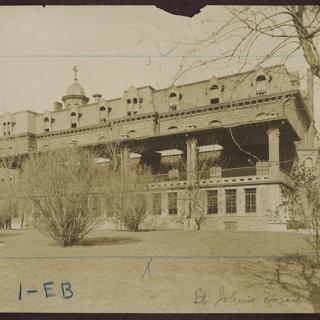 Black and white view of the original orphanage building