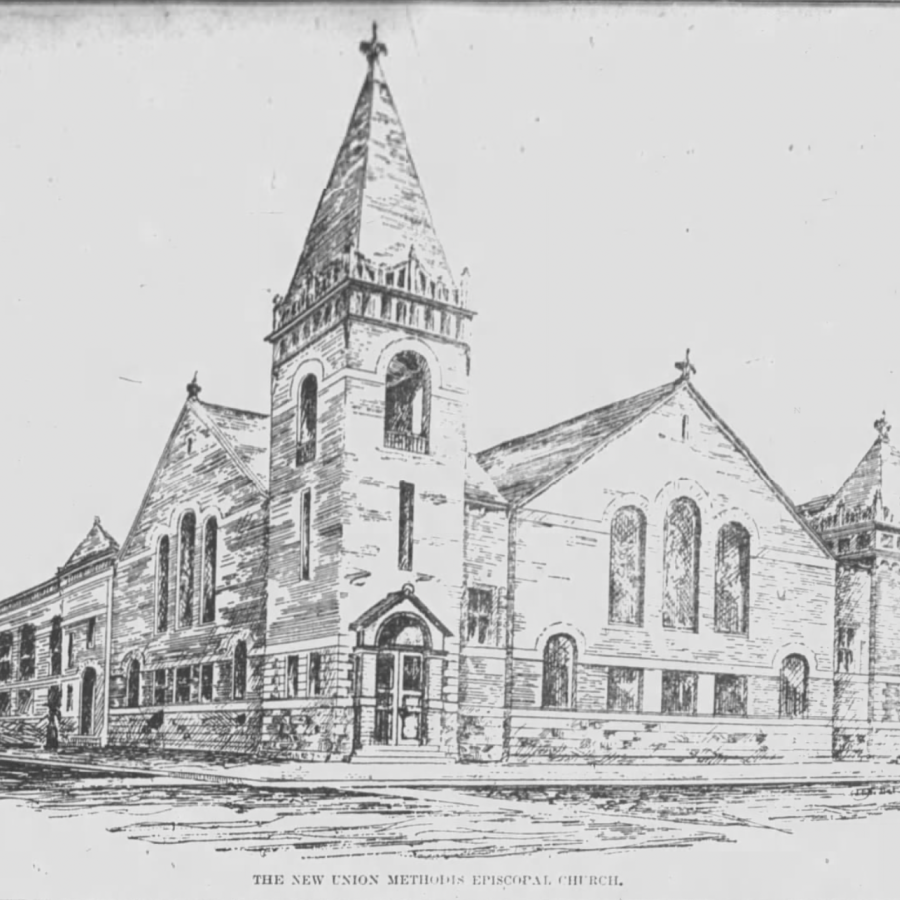 1898 unbuilt design for the Union Methodist Episcopal Church, corner of Conselyea and Leonard Streets, Williamsburg.