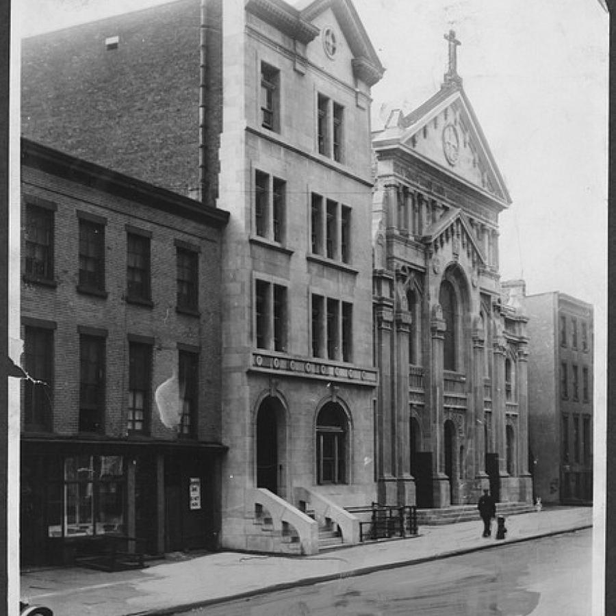 1930 view of Our Lady of Mercy Church, Schermerhorn Street