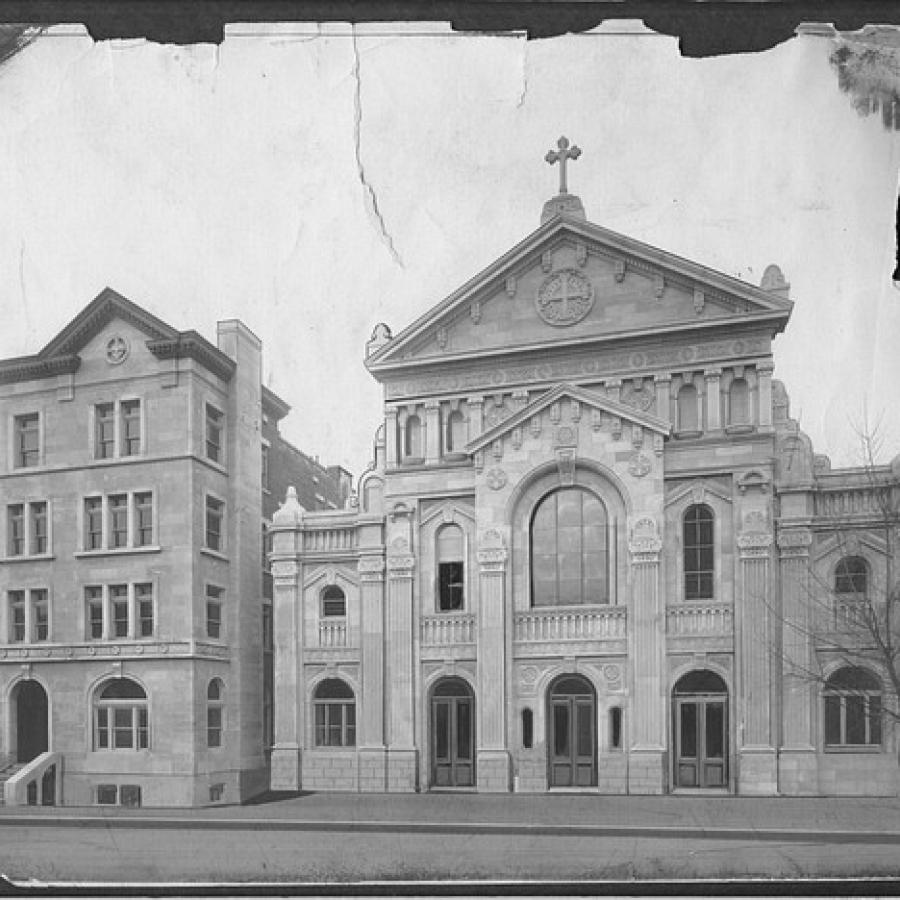 1908 view of Our Lady of Mercy Church, Schermerhorn Street